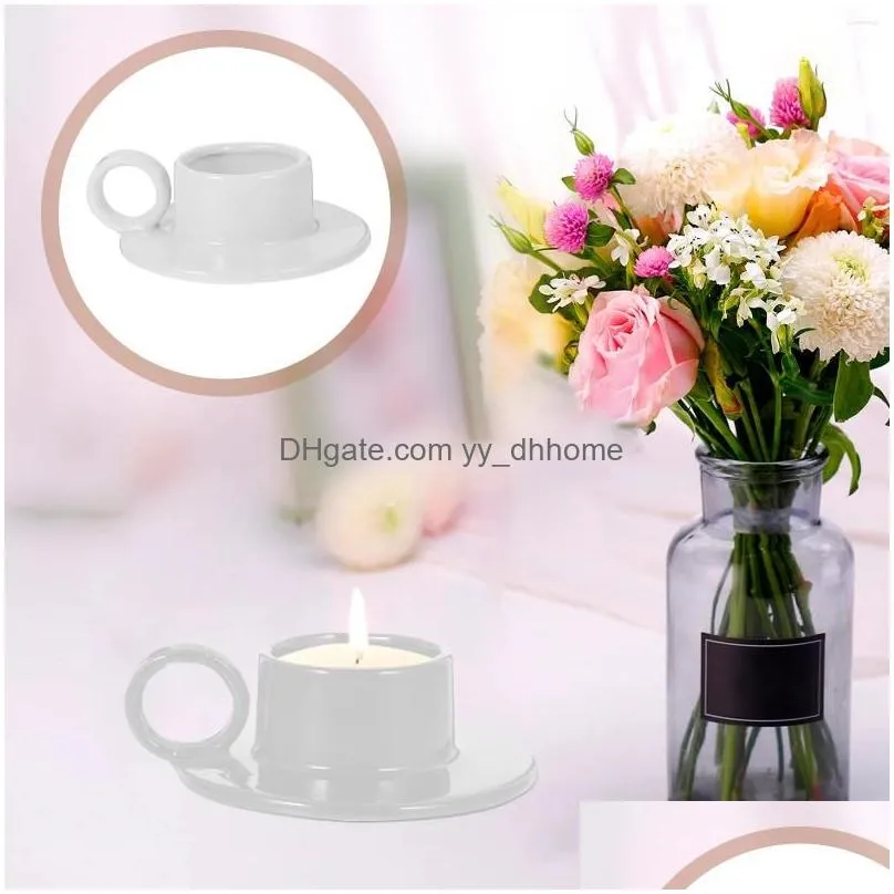 candle holders ceramic one-piece cup saucer stick decorative holder with handle