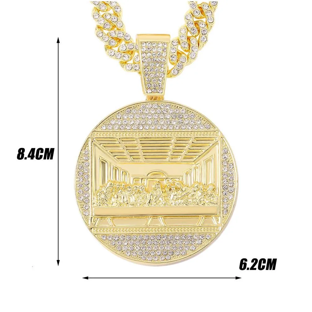Pendant Necklaces Fl Drilling Last Supper Necklace Mens Jewelry Iced Out Cuban Link Fashion Men Hip Hop Drop Delivery Ot1Ao
