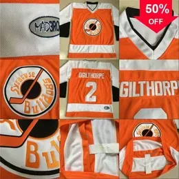 Mag Mit Slap Shot Movie Jerseys Mens 100% Stitched Ice Hockey Jerseys #2 Ogie Ogilthorpe Syracuse Bulldoges Jersey