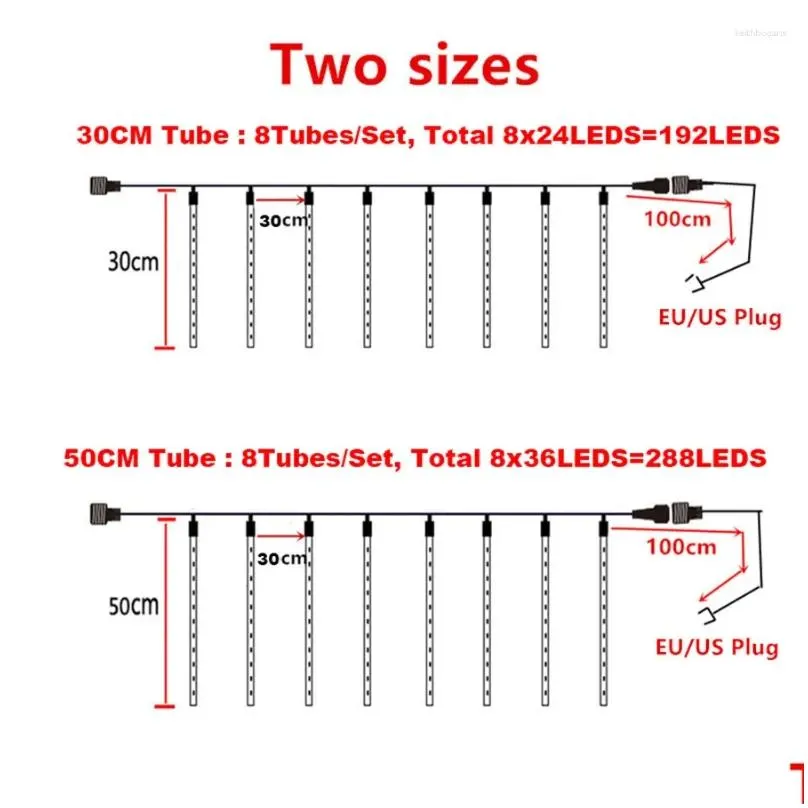 Led Strings Strings Thrisdar Led Meteor Shower Rain Lights Falling Light Waterproof Xmas Icicle Fairy String For Christmas Holiday Dro Otmrb