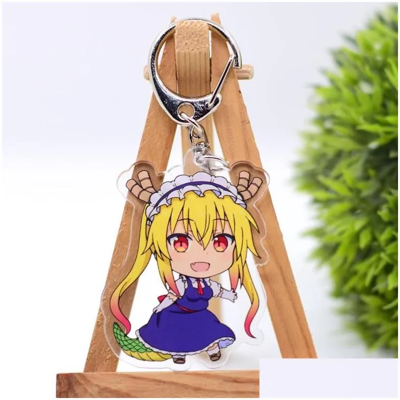 Keychains & Lanyards Keychains 100Pcs/Lot Hundreds Of Styles Acrylic Keychain Keyring High Quality Chibi Pendant Key Chain Accessorie Dhkah
