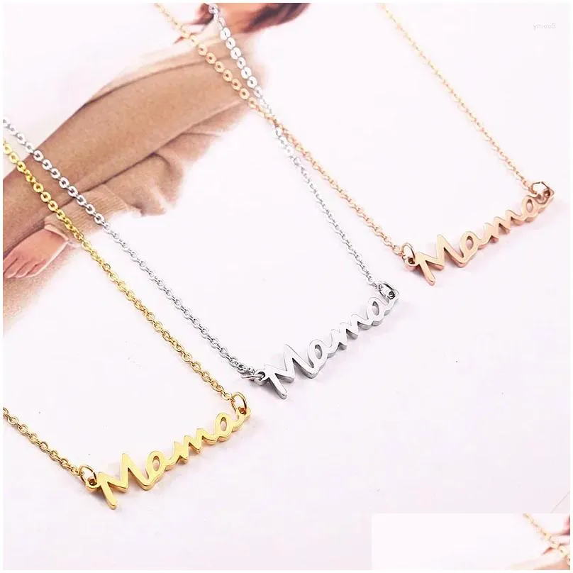 Pendant Necklaces Dainty Stainless Steel Mama Necklace Jewelry Sier Color Family Mothers Day For Moms Birthday Drop Delivery Dh2Sa