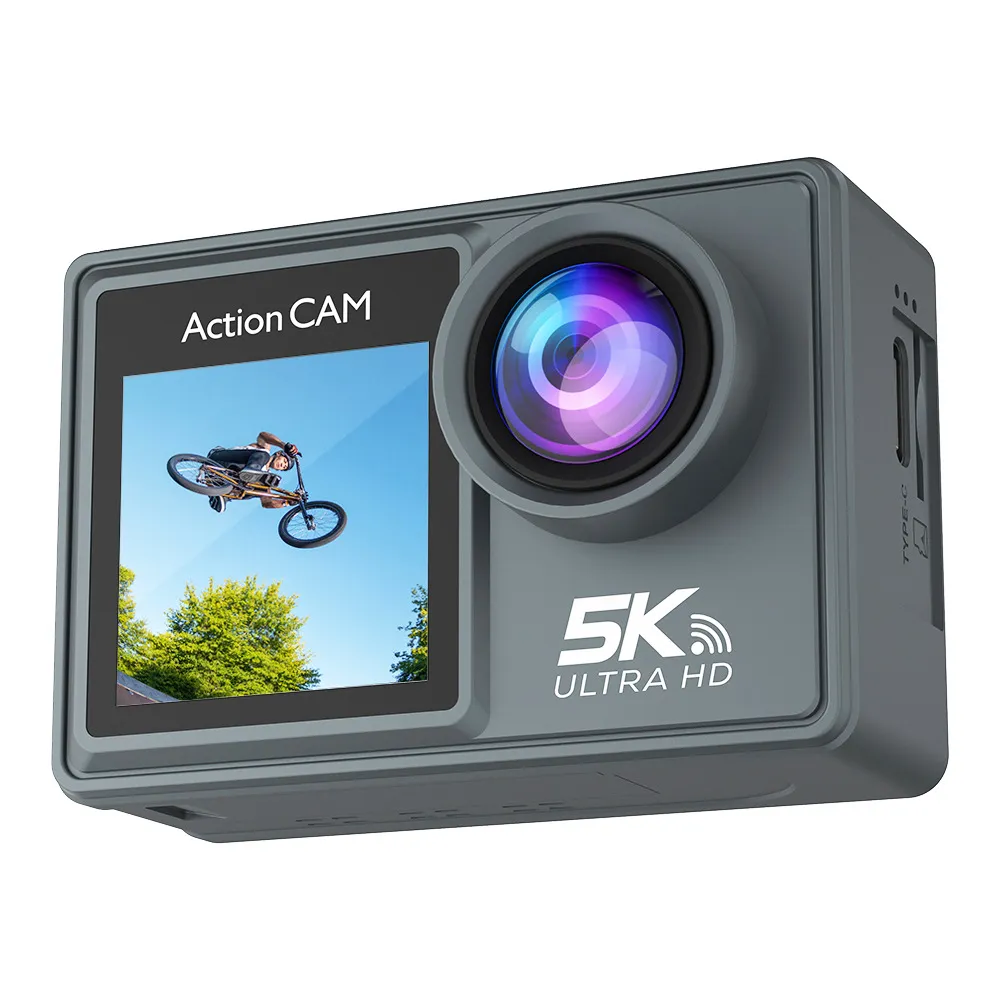 5k waterproof sports camera wifi remote control camera 2.0 and1.3 dual color screen riding helmet camera dv