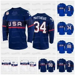 C2604 C202 Team USA 2022 Winter Hockey Jersey Auston Matthews Patrick Kane Seth Jones Jack Eichel Matthew Tkachuk Charlie McAvoy Johnny Gaudreau T.J.