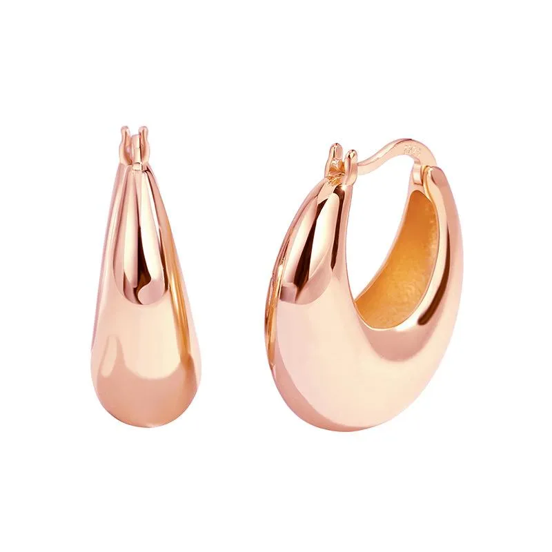 e0284 european and american fashion modern round arc brass gold-plated earrings ins small chubby c-type buckle female