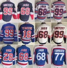 Men Hockey Retro 77 Phil Esposito Jersey Vintage Classic 28 Tie Domi 18 Walt Tkaczuk 99 Wayne Gretzky 68 Jaromir Jagr 75th Anniversary