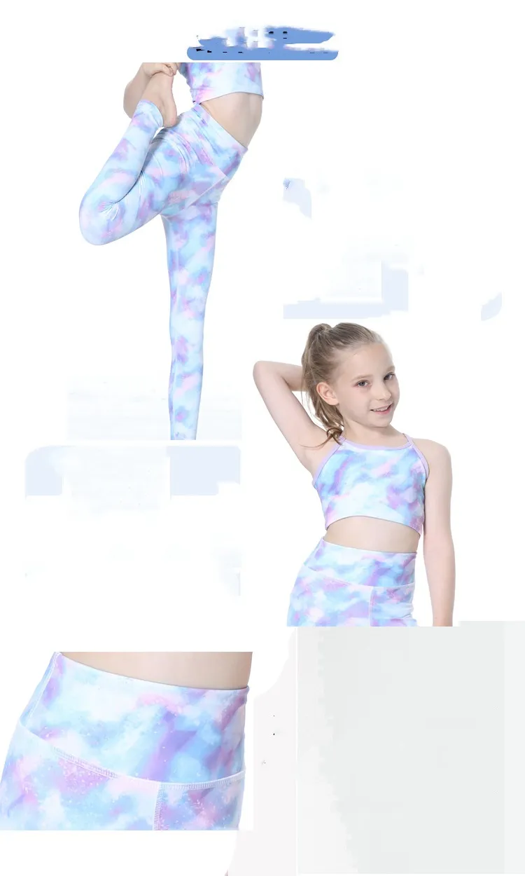 LU-1887 Children's Yoga Outfit Mother-daughter Yoga Clothing Set Girls Quick-drying Sports Vest Fashion Printing Leggings