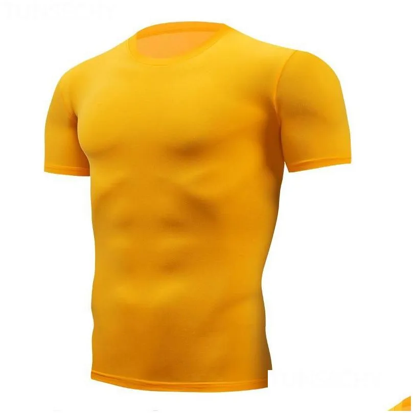 Men`s T-Shirts Quick Dry Running Compression T-shirt Breathable Suit Fitness Tight Sportswear Riding Short Sleeve Shirt Workout