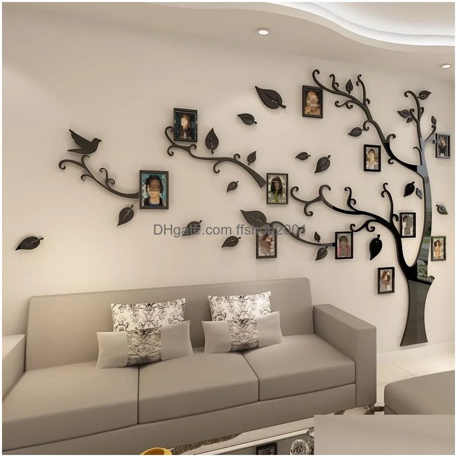 wall stickers tree p o frame sticker diy mirror wall decal home decoration living room bedroom poster tv background wall decor