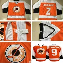 Nivip Men Slap Shot Movie Hockey Jersey 2 Ogie Ogilthorpe Syracuse Bulldoges 9 Tim Dr Hook McCracken Orange White Alternate Stitched Good