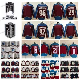 2022  Cup Champions 29 Nathan MacKinnon Hockey````Jerseys 92 Gabriel Landeskog 96 Mikko Rantanen 8 Cale Makar 19 Joe Sakic 21 Peter