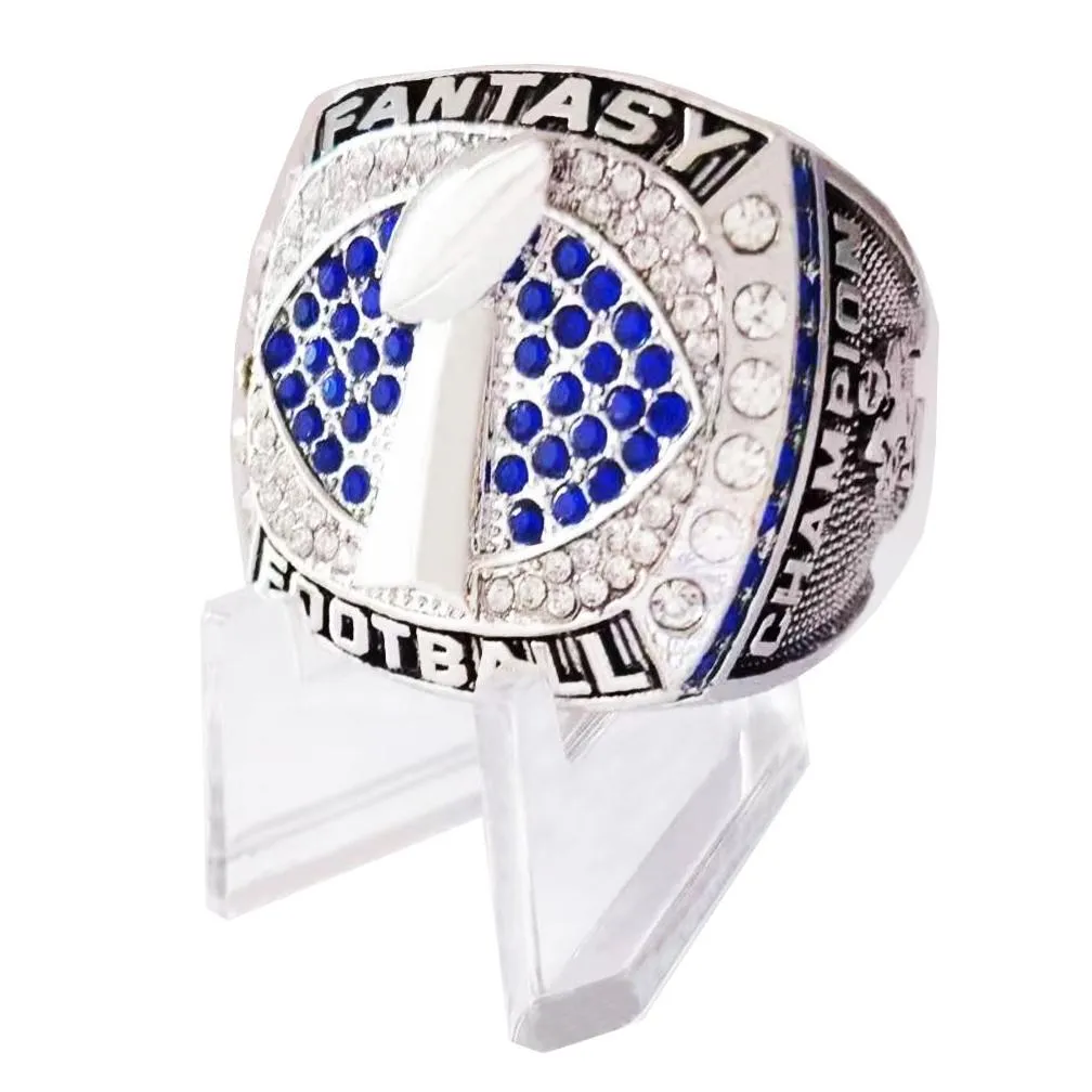 Fantasy football ring with stand FFL championship ring no year full size 8-14