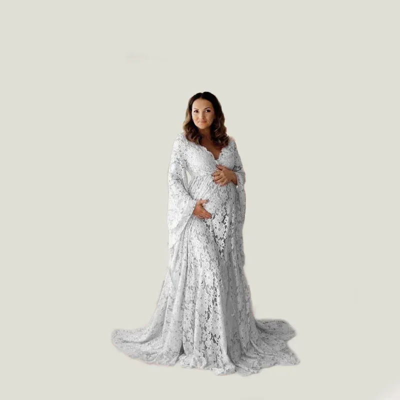 Boho Maternity Photography Outfit Dress Bohemian Pregnancy Photo Shoot Long Dresses Pregnant Woman Dress