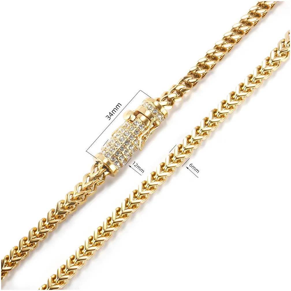 Chains Cuban Link Chains Necklaces Designer Necklace For Men Circar Buckle With Diamond Stainless Steel Non Tarnish Plated Gold Chain Dhjub