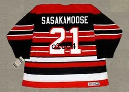 c2604 Mens Customize 1950 Fred Samoose 21 Hockey Jerseys Vintage Black Red Stitched CCM Shirts M-XXXL