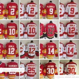 Movie Vintage Hockey 12 Jarome Iginla Jerseys CCM Embroidery 2 Al Macinnis 9 Lanny McDonald 10 Gary Roberts Theoren Fleury Joe Nieuwendyk Mike Vernon Jersey