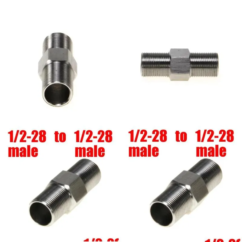 1/2-28 Male to Male Stainless Steel Filter Thread Connector for Napa 4003 Wix 24003 SS Solvent Trap End Cap Extension Adapter