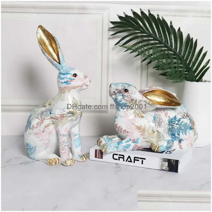 easter decor kids room decoration childrens room fairy garden rabbit home figurines kawaii room decor figurines for interior 220510