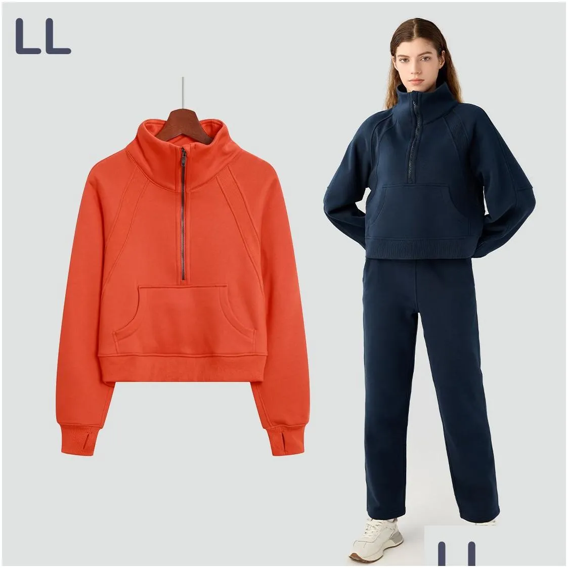 LU New Yoga Jacket SCA Half Zipper High Collar Pullover for Women`s Autumn/Winter Outwear Casual Running Warm Brushed Thickened Sports Sweater Versatile Sports