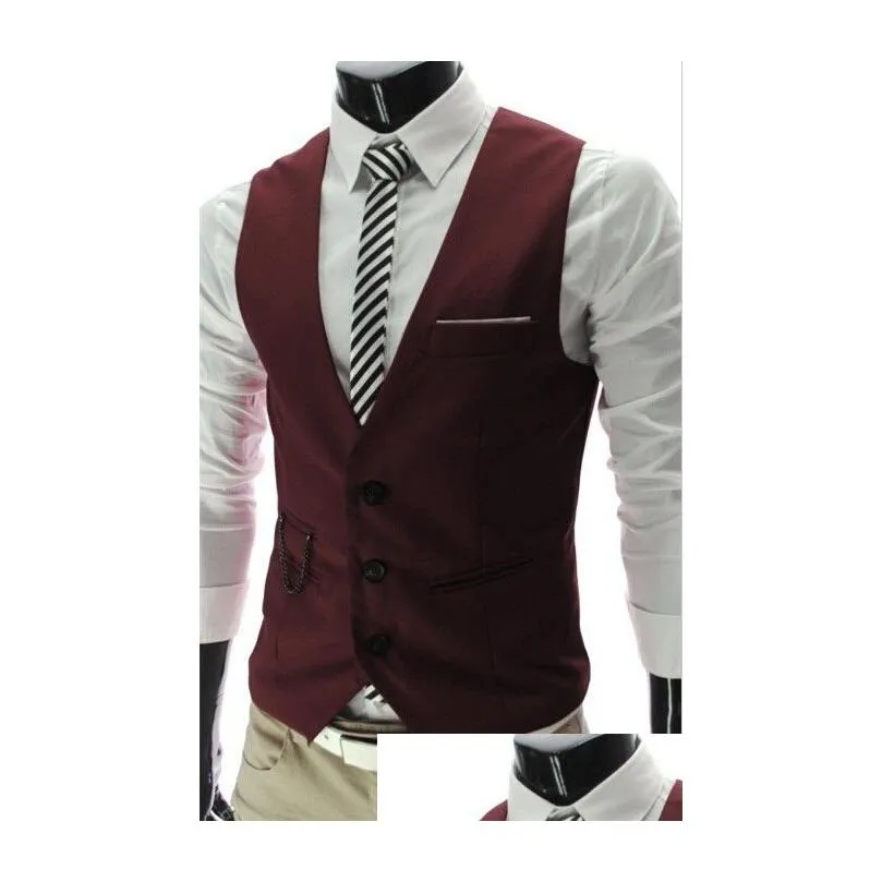 Men`S Vests Casual Dress Vests For Men Slim Fit Mens Suit Vest Male Waistcoat Gilet Homme Sleeveless Formal Business Jacket Drop Deliv Otyw3