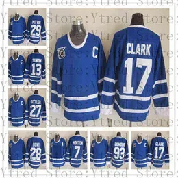 College Hockey Wears 1991 Vintage 75th #17 Wendel Clark CCM Hockey Jersey Mats Sundin 29 Felix Potvin 7 Tim Horton Tie Domi Darryl Sittler Doug Gilmour Retro Jersey