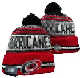 Men Knitted Cuffed Pom Hurricanes Beanies  Hats Sport Knit Hat Striped Sideline Wool Warm BasEball Beanies Cap For Women