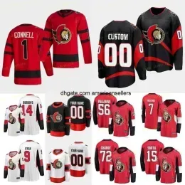 Ottawa``Senators``2022-23 Reverse Retro Red 7 Brady Tkachuk Hockey Jerseys 12 DeBrincat 28 Giroux 72 Chabot 18 Stutzle Black Alternate`