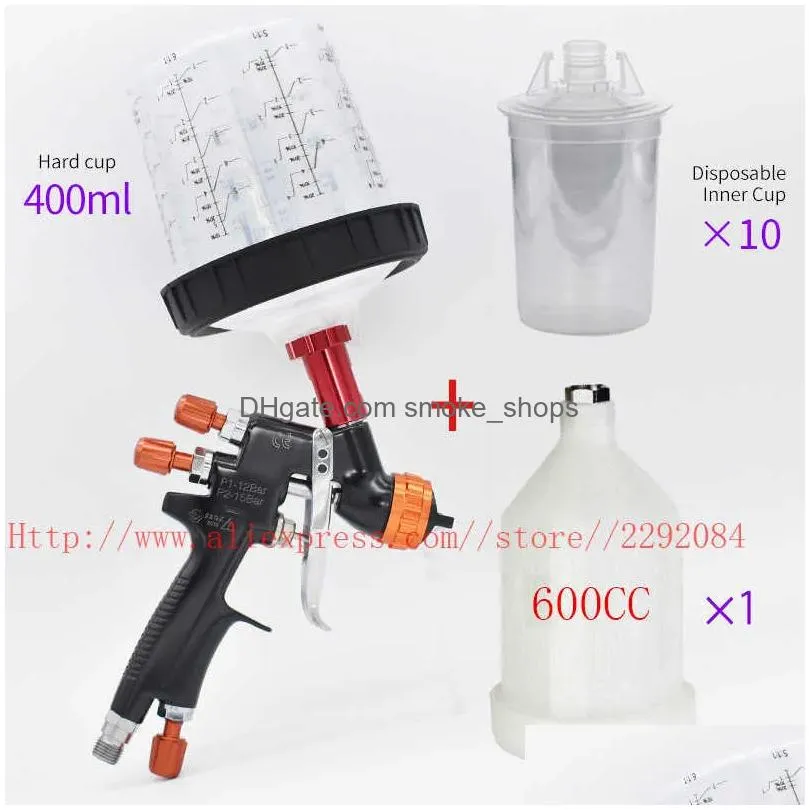 hvlp manual spray gun gravity 1.m 600cc cup original with accessories 210719