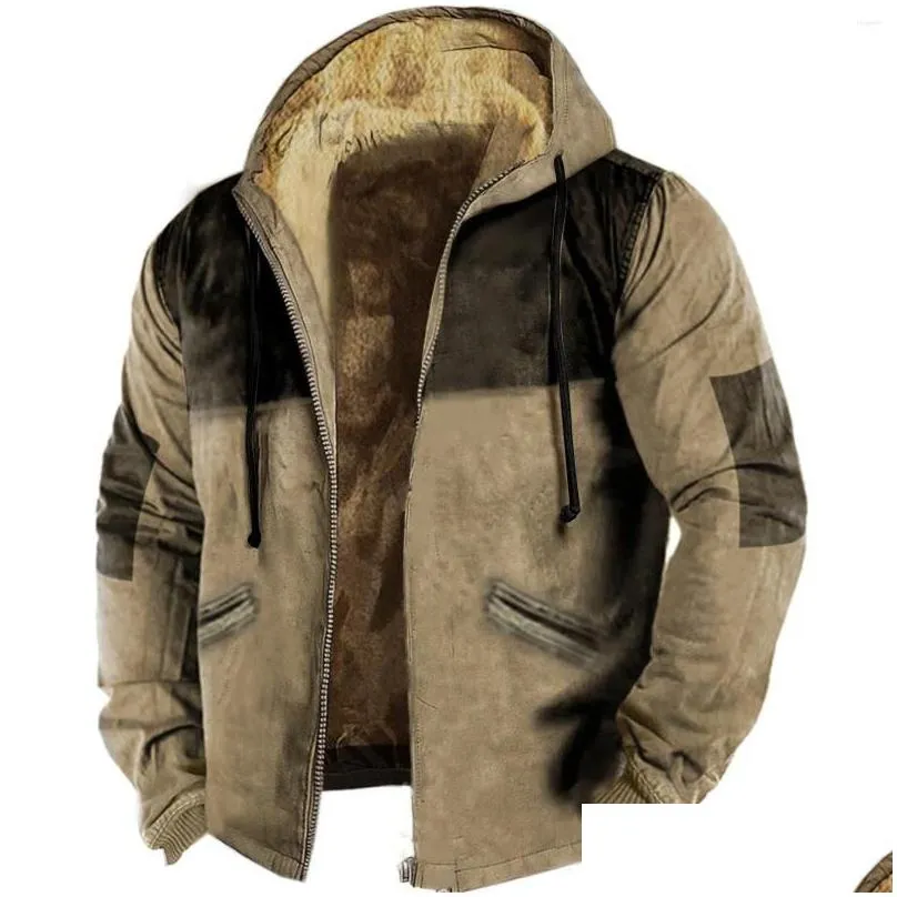 Men`S Jackets Mens Jackets Lambswool Coats Thicken Warm Long Sleeve Zipper Hoodies Casual Sports Fleece Black Coat Hooded Men Women Ja Otpkn