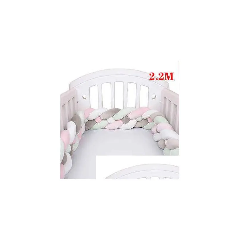 12cm Height Baby Bed Bumper Knot Cushion for Boys Girls Four Braid Baby Cot Bumper Crib Protector cuna para bebe Room Decor AA220326