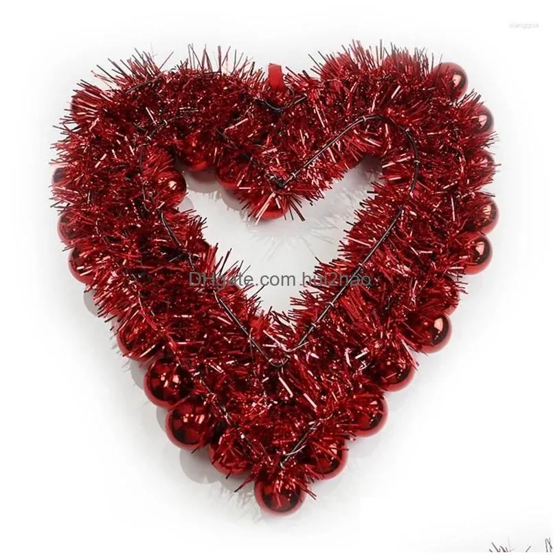 decorative flowers valentines day decor wreath heart posphere for front door home 15inch