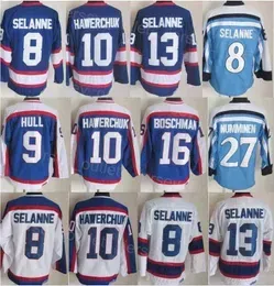 Men Retro Hockey 27 Teppo Numminen Jersey Vintage Classic 11 Koivu 10 Dale Hawerchuk 16 Laurie Boschman 9 Bobby Hull 8 Teemu Selanne Blue