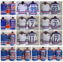 Mi08 Mens Vintage 99 Wayne Gretzky 11 Mark Messier Hockey Jerseys 17 Jari Kurri 31 Grant Fuhr 30  Ranford 89 Sam Gagner 7 Paul Coffey Stitched Home Blue Jersey M-XXXL