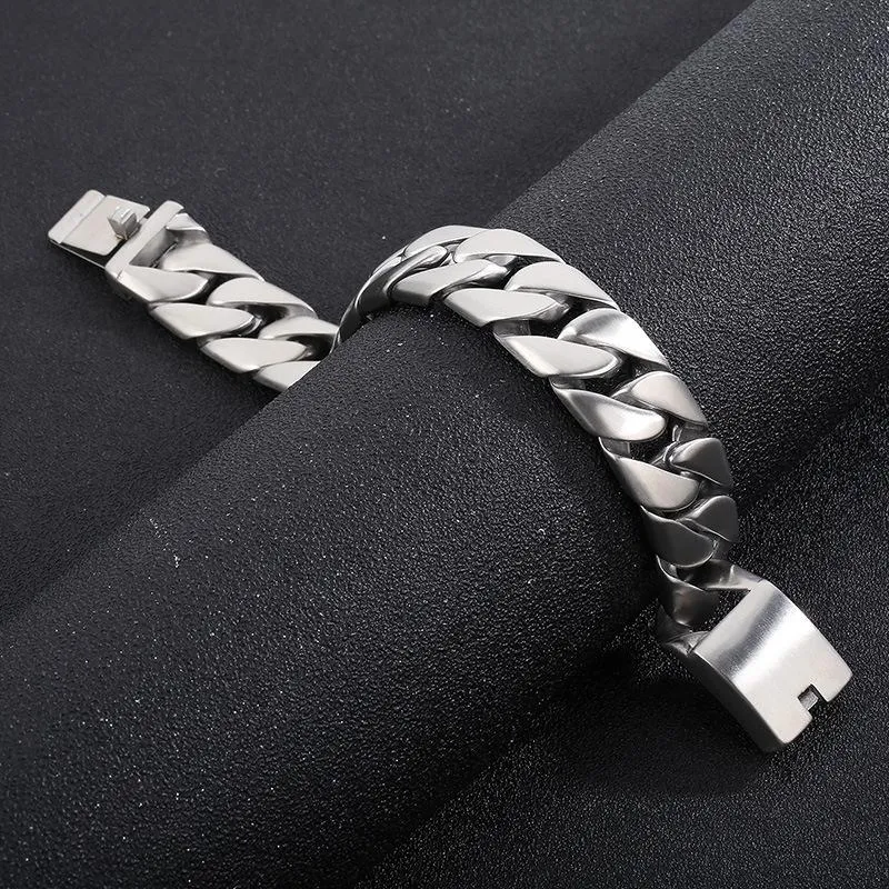 european and american fashion titanium steel thin 20mm cuban chain bracelet bracelet mens jewelry stainless steel jewelry