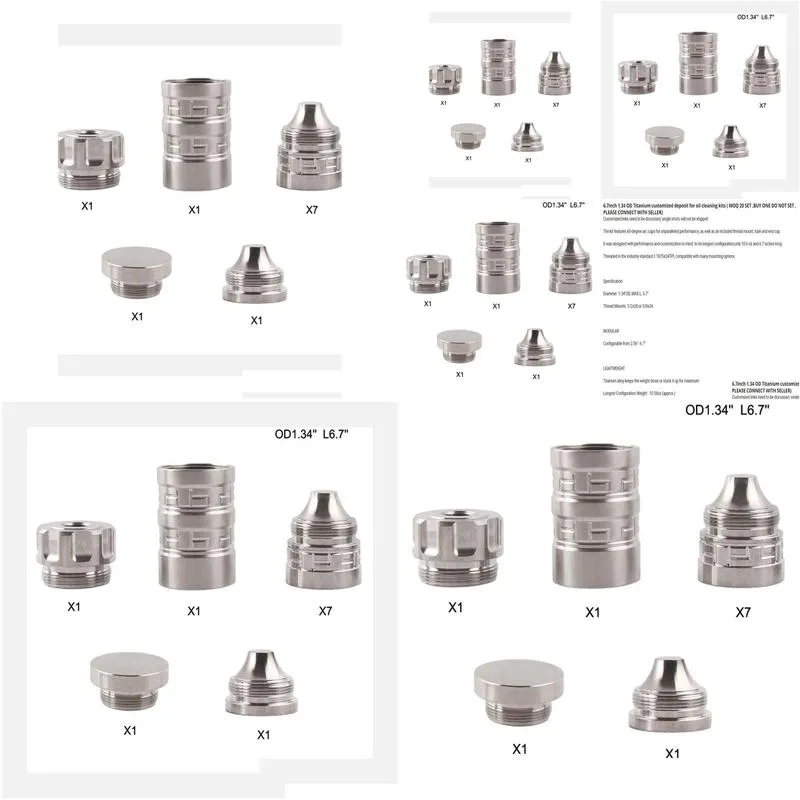6.7``L 1.34``OD Titanium Modular screw kits 1.1875x24TPI thread cup 1/2x28 5/8-24 end cap 1-3/16x24 QT154A QT154B
