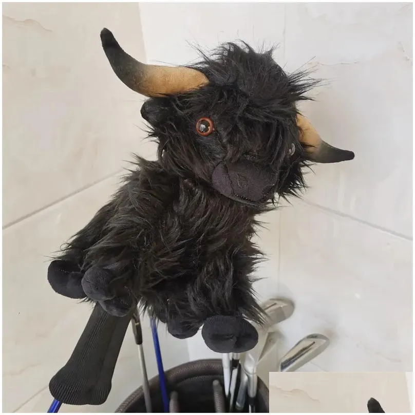 Other Golf Products Highland Cow Golf Wood Headcover Long Hair Bull Golf Driver Fairway Woods Head Covers 230617