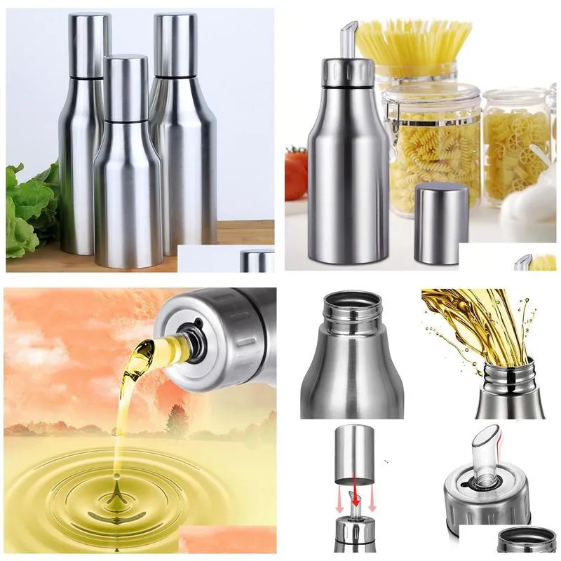 20pcs 500ml/750ml stainless steel olive oil dispenser bottle oil pourer leakproof kitchen for vinegar sauce kitchen tool