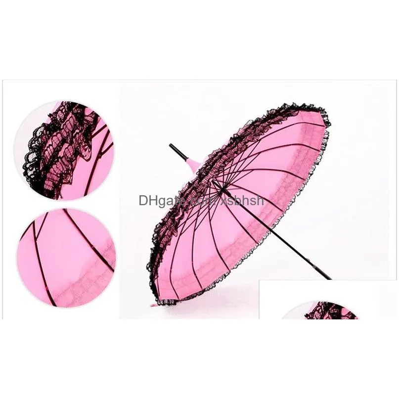 20 pieces/lot elegant semi-automatic lace umbrella fancy sunny and rainy pagoda umbrellas 11 colors available