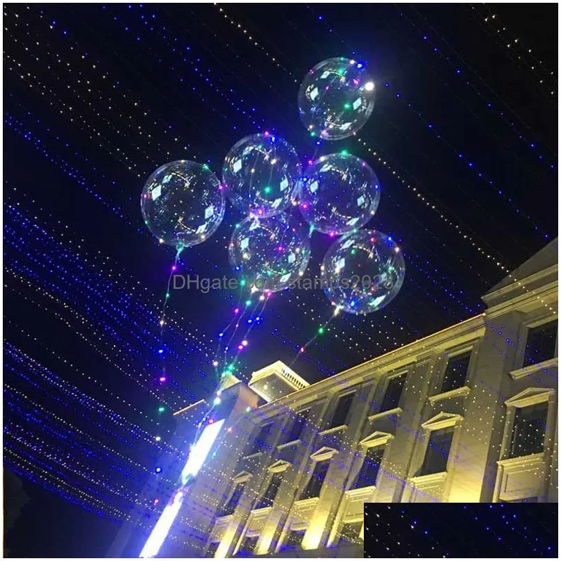 Party Decoration Decorative Bobo Ball Led Line With Stick Wave String Balloon Light Up For Christmas Halloween Wedding Birthday Home P Dhsh9