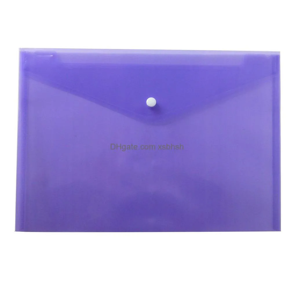 wholesale colorful file folder transparent plastic document bag a4 hasp button classified storage bag office stationery organizer