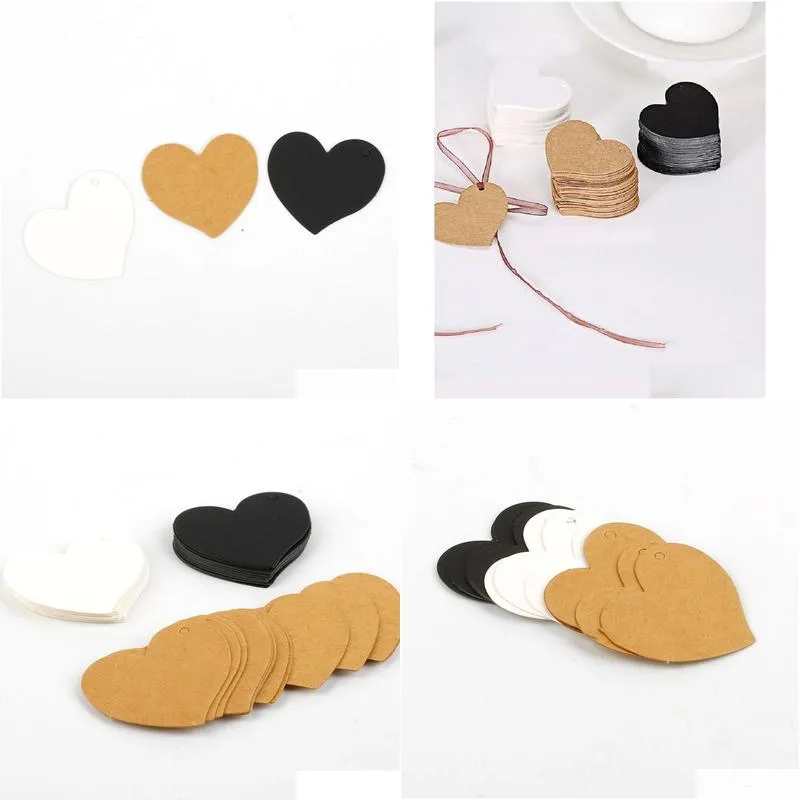 Greeting Cards 550Pcs 4.5X4Cm Heart Shape Kraft Paper Cards Gift Tag Price Note For Diy Festival Blessing Birthday Wedding Drop Delive Dh8Tw