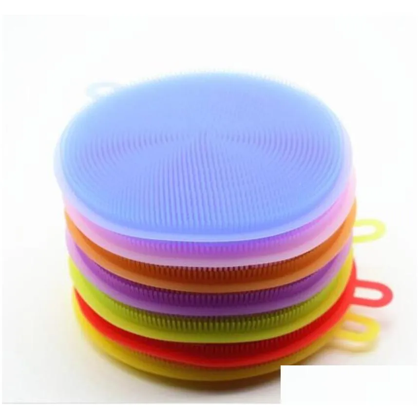 200pcs silicone brush magic dish bowl pot pan wash cleaning brushes cooking tool cleaner sponges scouring pads