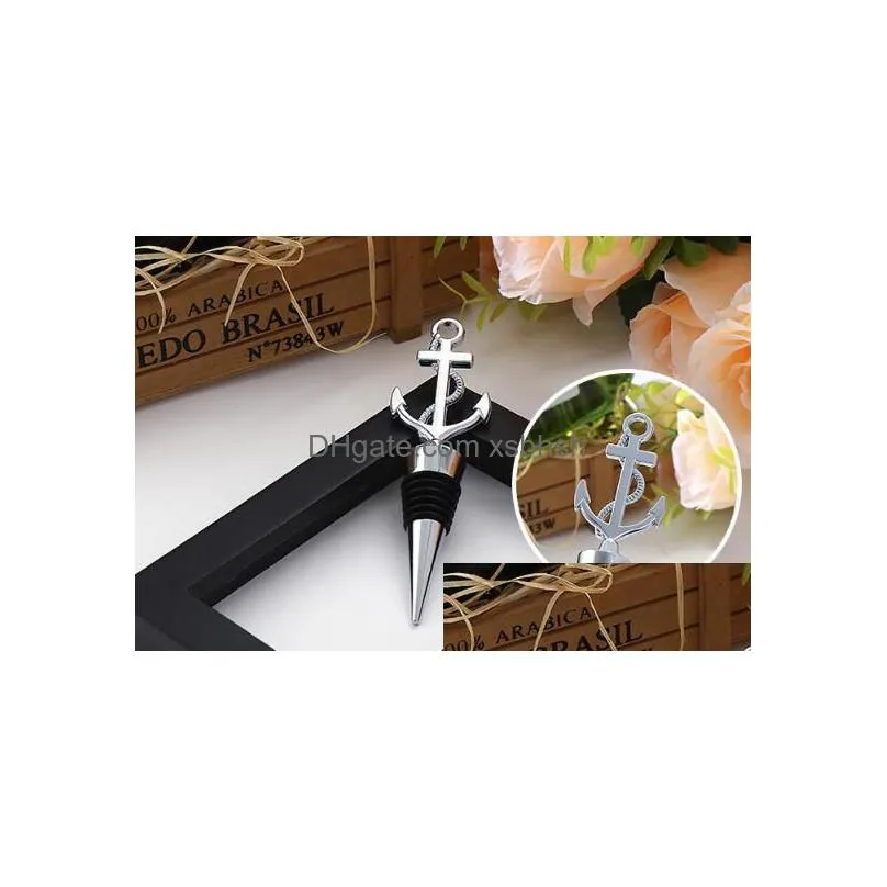wedding favor gift and giveaways for man guest -- nautical themed anchor wine bottle stopper party souvenir 100pcs/lot