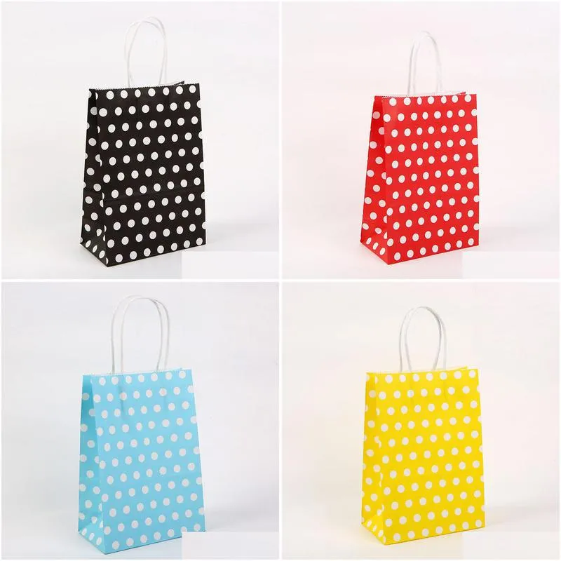 Storage Bags 1000Pcs Lovely Polka Dot Spotty Oil Paper Bags Snack Cake Fries Hamburger Portable Bag Wedding Party Favor Gift Drop Deli Dhhma