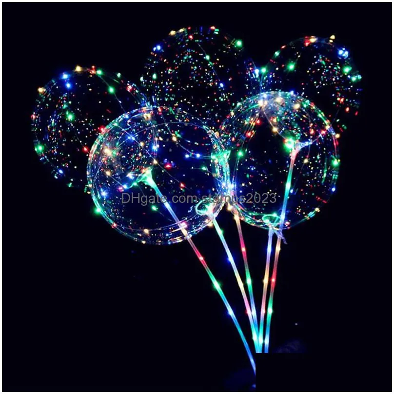 Party Decoration Decorative Bobo Ball Led Line With Stick Wave String Balloon Light Up For Christmas Halloween Wedding Birthday Home P Dhsh9