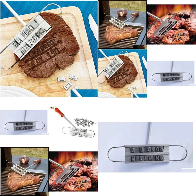 50sets bbq meat branding iron with changeable letters personality steak meat barbecue bbq tool changeable 55 letters