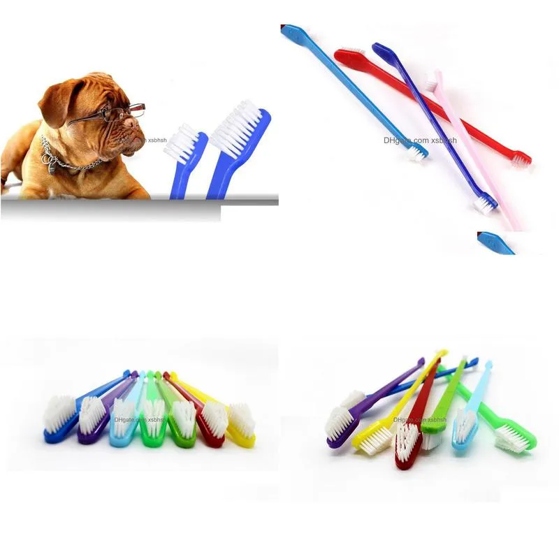 1000pcs/lot fast wholesale duel head pet tooth brush dog cat dental grooming toothbrush cleaning brush