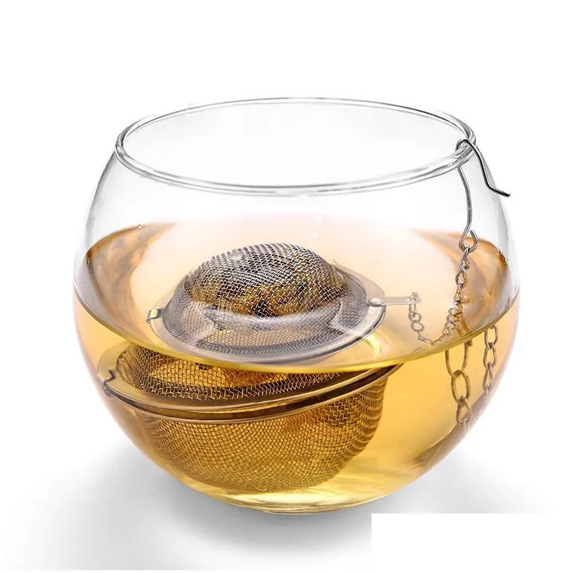 304 stainless steel tea strainer tea pot infuser mesh filter ball with chain tea maker tools drinkware 4.5cm/7cm/9cm