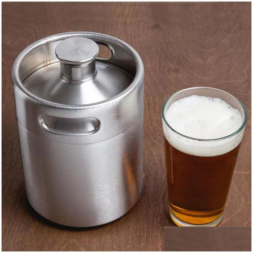 Other Bar Products 10Pcs 2L 4L 5L Homebrew Growler Mini Keg Stainless Steel Beer Screw Cap Wine Pot Barrel Bar Tool Drop Delivery Home Dhozd