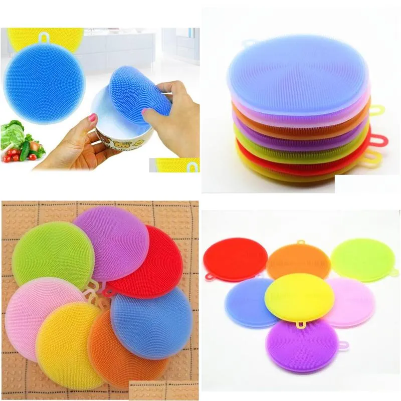 200pcs silicone brush magic dish bowl pot pan wash cleaning brushes cooking tool cleaner sponges scouring pads